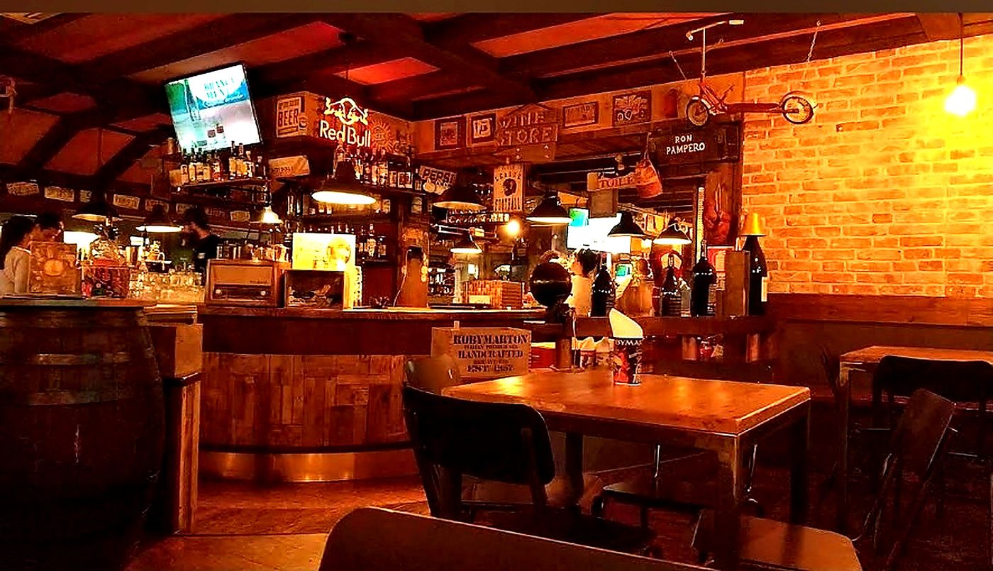Mary's Pub interior with warm lighting and bar
